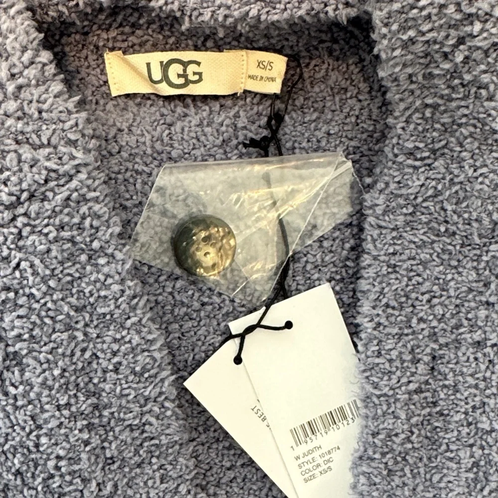 UGG Judith Cozy Periwinkle Blue Hooded Women's Cardigan/Robe Size S/XS Brand New - Picture 3 of 3